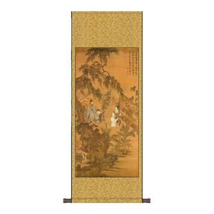 唐寅仕女图古典美女嫦娥挂画丝绸画宣纸画条幅卷轴挂画国画风水画