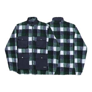 AVENUE & SON GRID LAMBS羊羔绒多口袋秋冬保暖舒适夹克外套