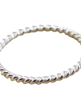 s925纯银时尚素圈麻花极简女戒指