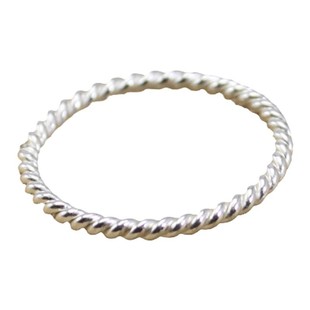 [集泰]个性chic极简潮流时尚s925纯银素圈麻花骨节食指戒指女细款