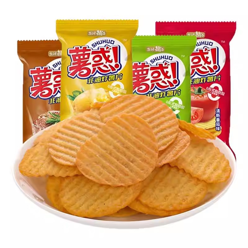盐津铺子薯片薯惑非油炸焙烤原味香辣番茄办公宿舍休闲解馋小零食