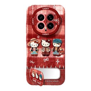 新款适用于荣耀magic8手机壳女生MAGIC7pro卡通凯蒂猫6至臻版5/4PRO镜子支架带挂绳手链GTPRO散热外壳保护套