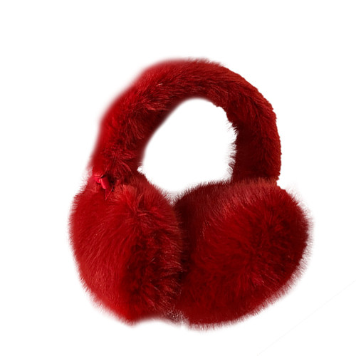 红色爱心毛绒耳罩女冬季加厚保暖防寒防风护耳包耳套圣诞配饰耳暖