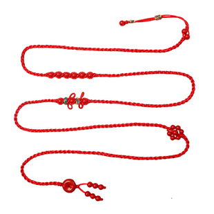 属马年本命年腰间红绳腰链编织红色腰带女士男款朱砂平安扣护身符