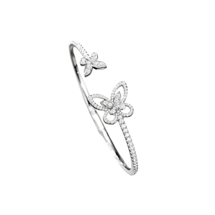 铜镀银手镯女款高级感幻影蝴蝶素圈手镯子手链轻奢小众手环手饰品