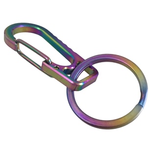 钛合金钥匙扣蓝色彩钛按压快挂弹簧扣裤腰锁钥扣纯钛高端工具扣