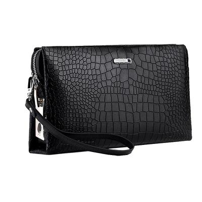 商务真皮指纹解锁手拿包牛皮夹包