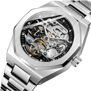 皇家镂空手表男全自动机械表复古商务经典橡树防水时尚潮牌方形表