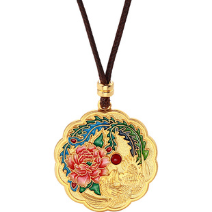 老银匠s999足银吊坠女新中式国风珐琅彩福禄葫芦如意古法纯银项链