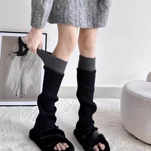 瑜伽裤袜套女灰色堆堆袜中筒秋冬季中筒y2k腿套小腿袜搭配老爹鞋