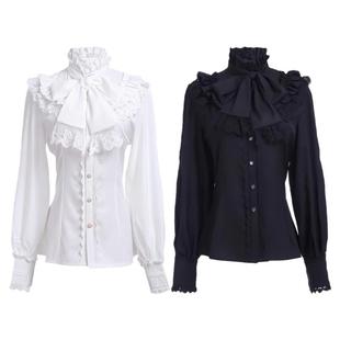 中世纪Lolita衬衫哥特宫廷风欧美蒸汽朋克维多利亚女式褶皱上衣