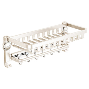 轻奢吸盘毛巾架卫生间免打孔浴室置物架一体淋浴房厕所收纳浴巾架