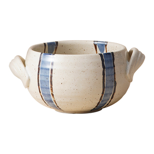 内山窑日本进口瓷器双耳汤钵濑户烧汤碗手作餐具釉下彩家用高颜值