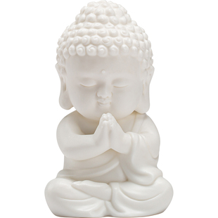 可爱小如来佛像摆件中式白瓷禅意家居客厅茶室茶桌桌面装饰工艺品