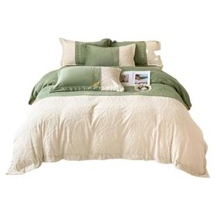 高端雕花牛奶绒冬季加厚四件套轻奢风被套珊瑚法莱绒床单复古床品