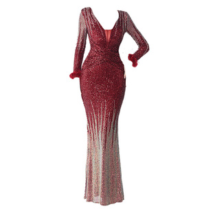 高端婚礼妈妈晚礼服女红色喜婆婆婚宴装宴会端庄大气高级感连衣裙