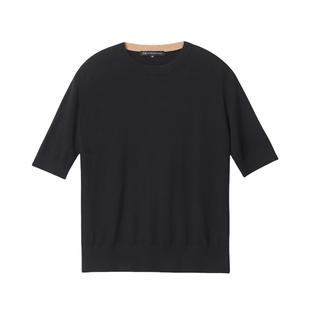 23区日系秋季通勤直筒羊绒羊毛混纺圆领短袖毛衣针织毛衫商场同款