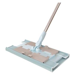 妙洁款拖把不锈钢天蓝色夹布拖平板拖家用木地板瓷砖懒人手动拖地