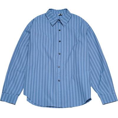 STILLYOU中性蓝条纹长袖衬衫