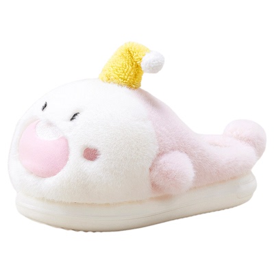 可爱小鲨帽棉拖鞋女冬季加绒保暖