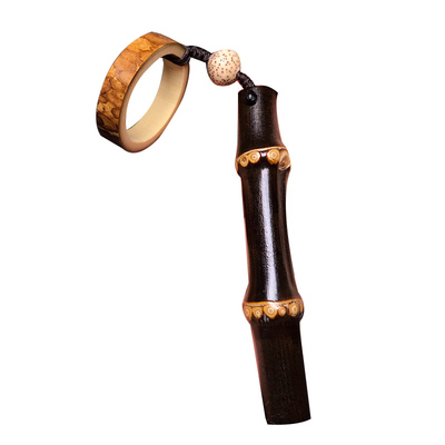 老料紫竹手把件配梅妃竹圈 文玩竹节紫竹鞭手机挂件吊坠包坠竹棍