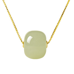 宫里上新金镶玉吊坠路路通和田玉项链18k金女配饰锁骨链生日礼物