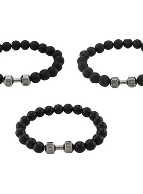 元素潮牌高亮黑哑铃磨砂健身手链