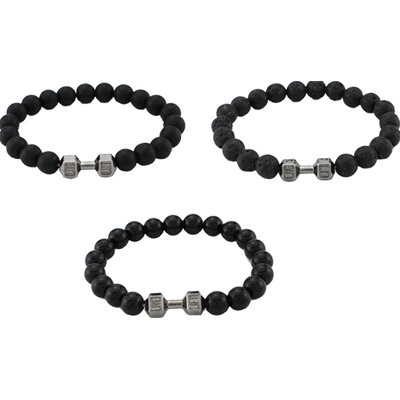 元素潮牌高亮黑哑铃磨砂健身手链