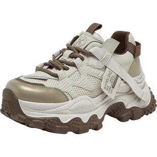 百思图26春商场新款加绒老爹鞋棉鞋厚底增高女运动休闲鞋B6091AM6