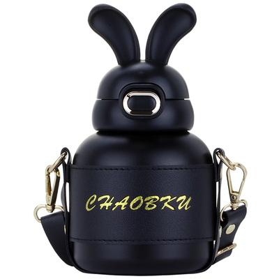 可爱斜挎可背兔子吸管保温杯