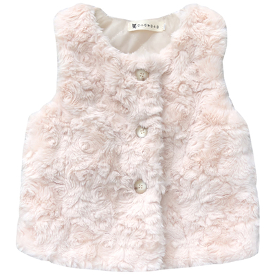 二猫皮草儿童马甲仿兔毛绒