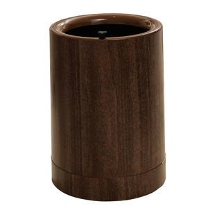 木纹带轮垃圾桶客厅家用新款带滑轮子可移动纸篓圆形厨房垃圾箱Y