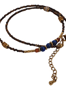 拾光集复古虎眼石双层锁骨链