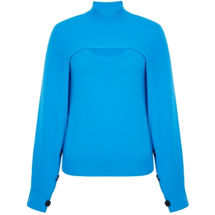 【羊毛针织两件套】玛丝菲尔冬季新款亮蓝色两穿针织衫