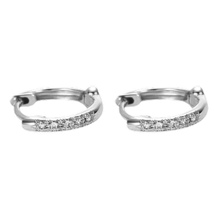 【百亿补贴】情人节TSL谢瑞麟白色18K金群镶钻石耳钉镶钻耳饰耳圈