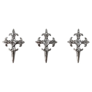 美甲克罗心十字架镶钻锆石2026新款复古金属朋克风指甲装饰品单颗