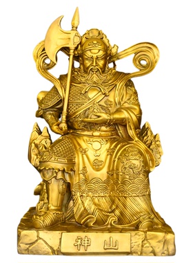 铜山神摆件山神爷大号坐像客厅佛堂寺庙供奉家居客厅装饰定做摆件