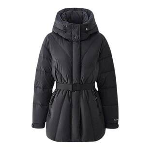 ochirly欧时力 连帽羽绒服外套女中长款配腰带U型枕秋冬