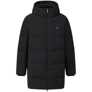 FILA斐乐男士中长款鹅绒羽绒服2025冬新款时尚休闲保暖连帽外套