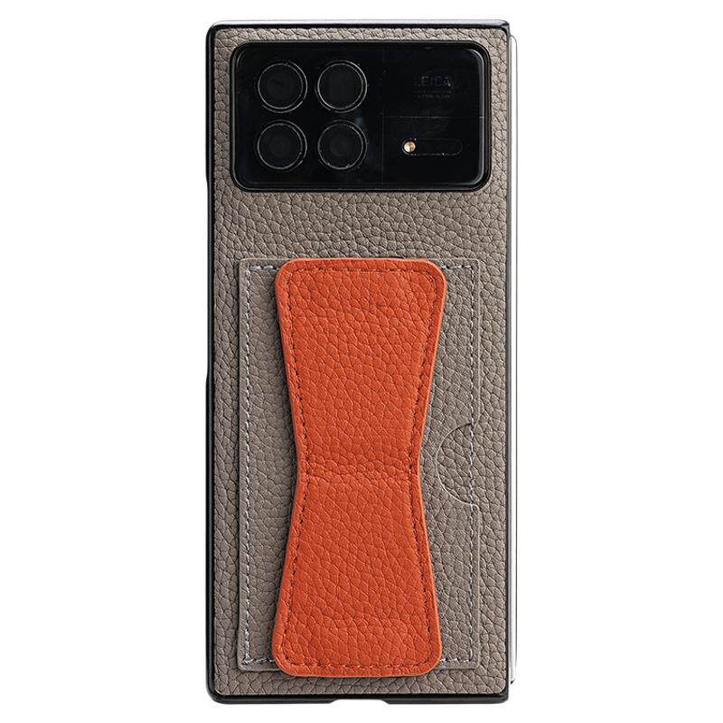 小米fold4手机壳真皮支架腕带壳