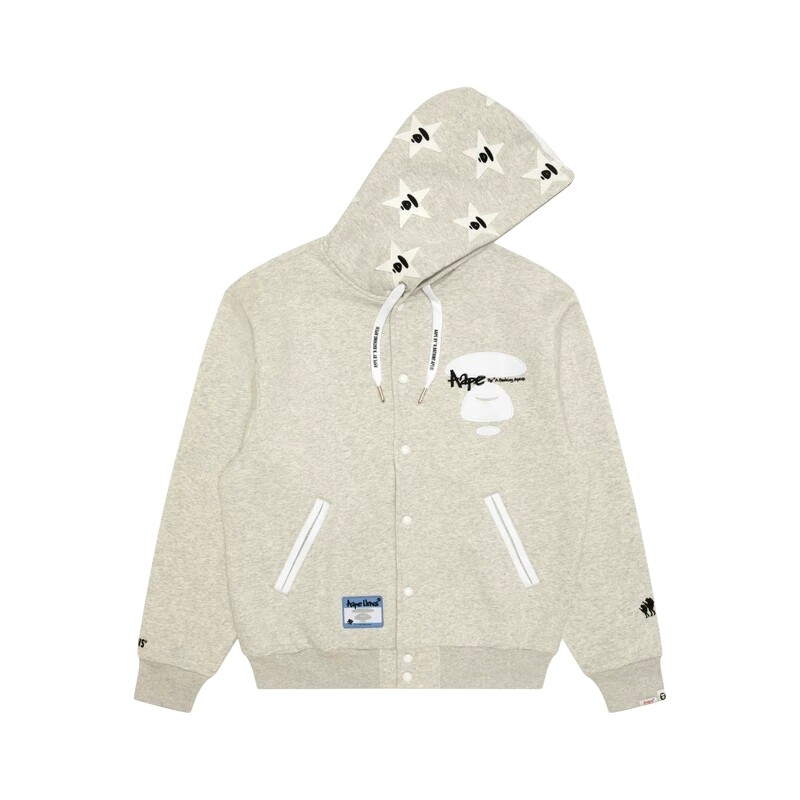 Aape字母星星连帽加绒棒球服外套
