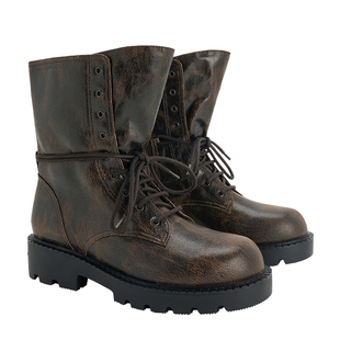 CHARLES&KEITH春季女靴CK1-90380171圆头厚底马丁靴复古机车短靴