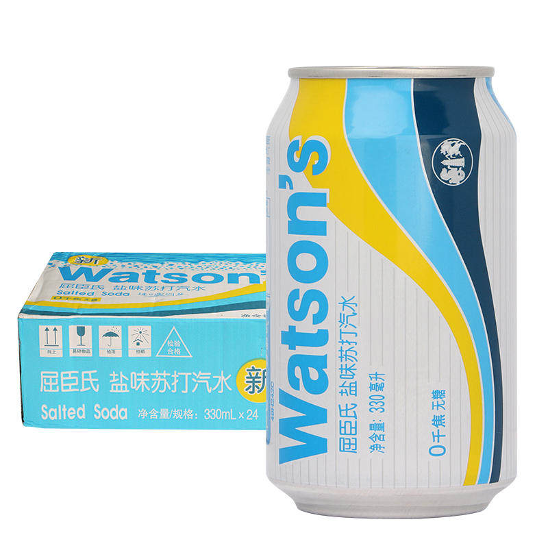 屈臣氏苏打汽水 饮料汽水推荐 盐味苏打汽水330ml*24罐 JD