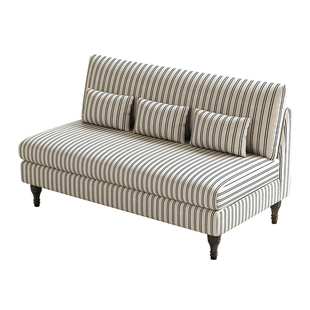 小户型精致双人沙发条纹轻奢高级感女孩卧室民宿服装店椅无扶手