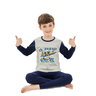 男童秋衣秋裤纯棉套装中领大童内衣睡衣全棉毛衫保暖中大童秋冬季