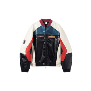 【明星同款】EXITMODE BY BLINDNOPLAN 24AW拼色刺绣机车宽松棉衣