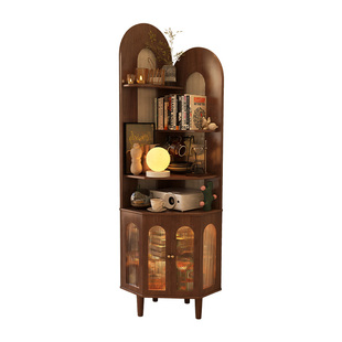 全实木三角转角柜墙角柜拐角置物架收纳柜客厅储物柜小户型多功能