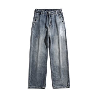 天丝牛仔裤男秋季2025新款潮牌宽松直筒半松紧腰春秋男士休闲裤子