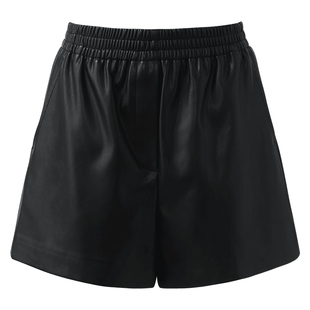 歌莉娅PU皮短裤女秋季新款高腰通勤小个子黑色裤子1C8J1A22A