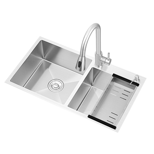 厨房水槽双槽SUS304不锈钢手工加厚洗菜盆套餐家用台下洗手洗碗池